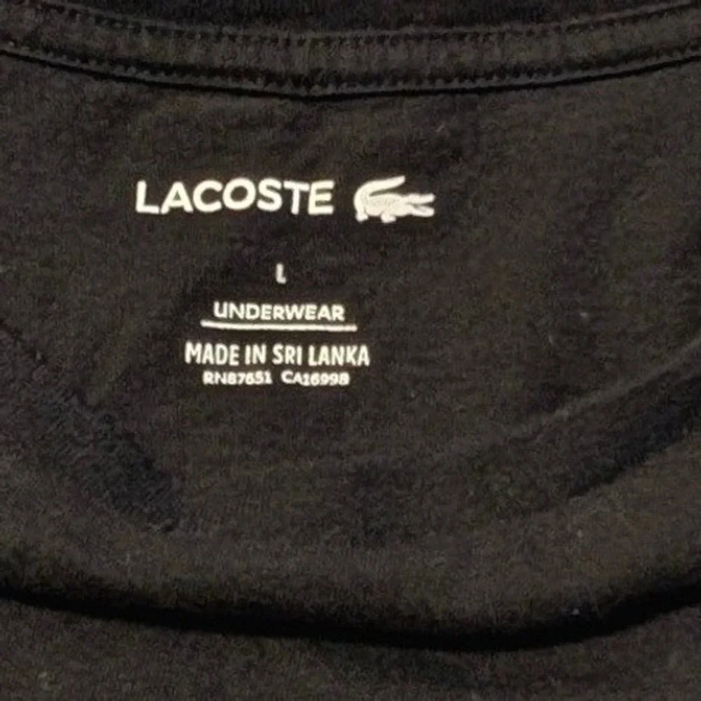 Lacoste Mens Crew Neck T-Shirt Black Size Large TH3321 Crocodile Logo